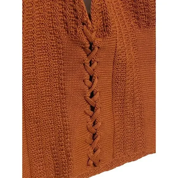 Forever 21 Crochet Knit Halter Crop Top S Tie Open Back Boho Hippie Y2K Country - Picture 2 of 7